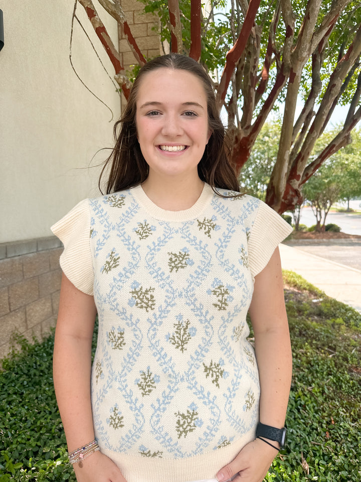 Jacquard Ruffle Knit Top