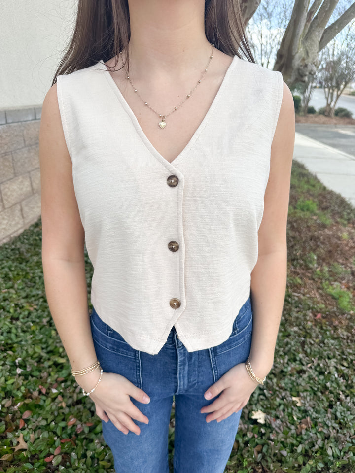 Noelle Textured Tank Top - Whisper White