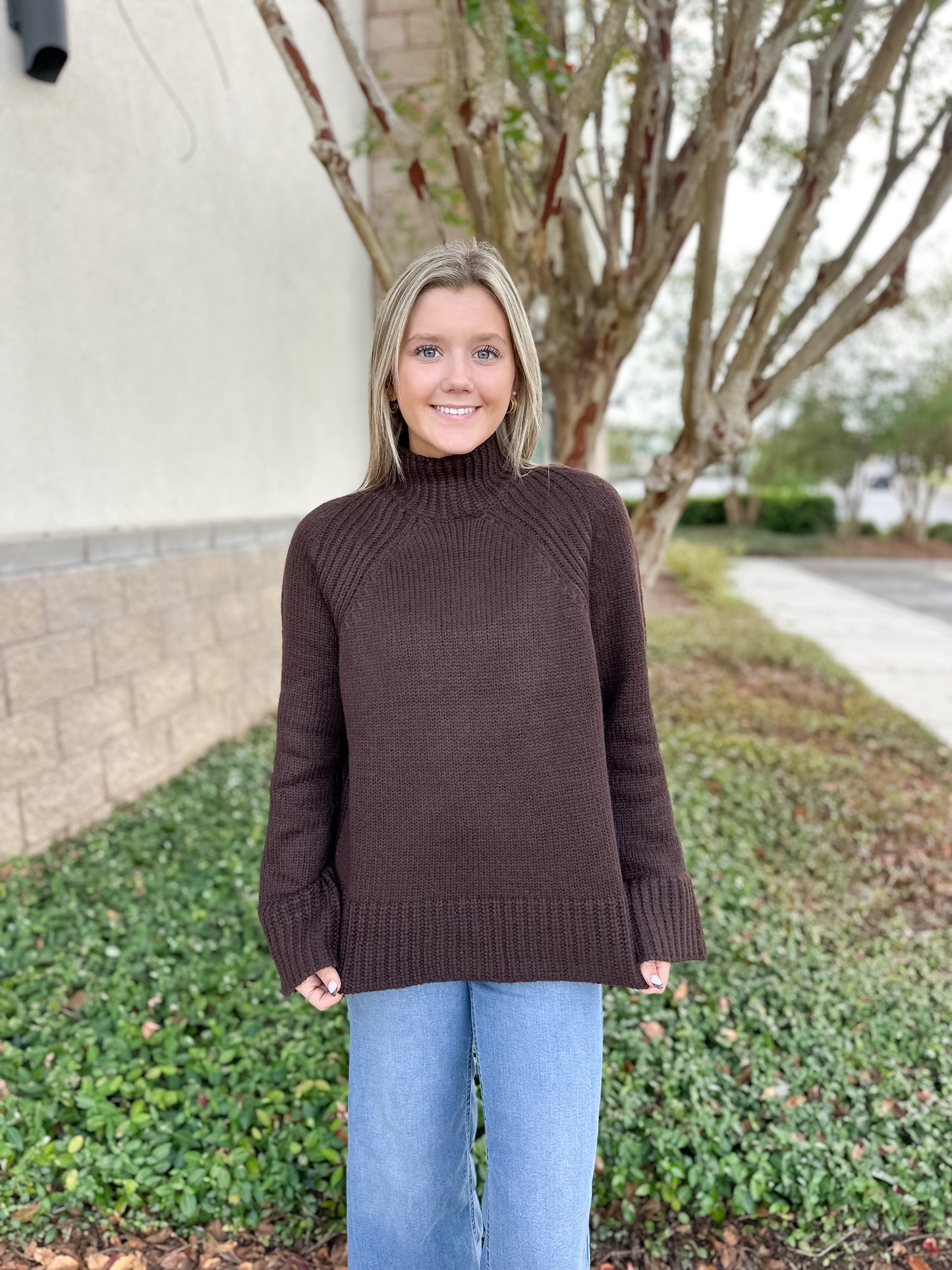 Emerge Funnel Neck Sweater - Chocolate
