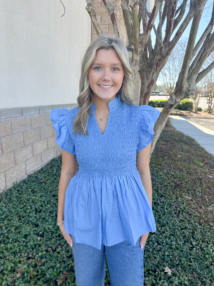 Andy Smocked Top - Chambray