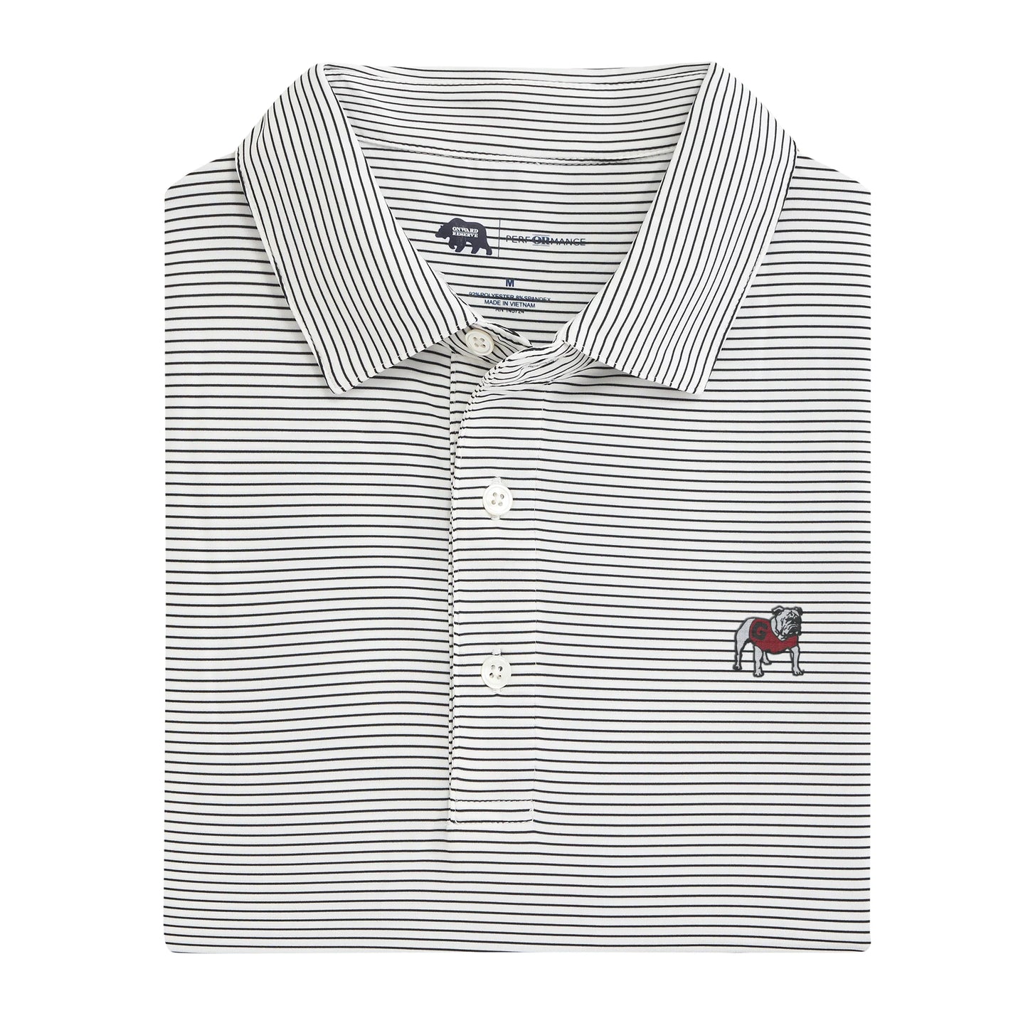 Onward Reserve UGA Birdie Stripe Standing Bulldog Polo - White/Black