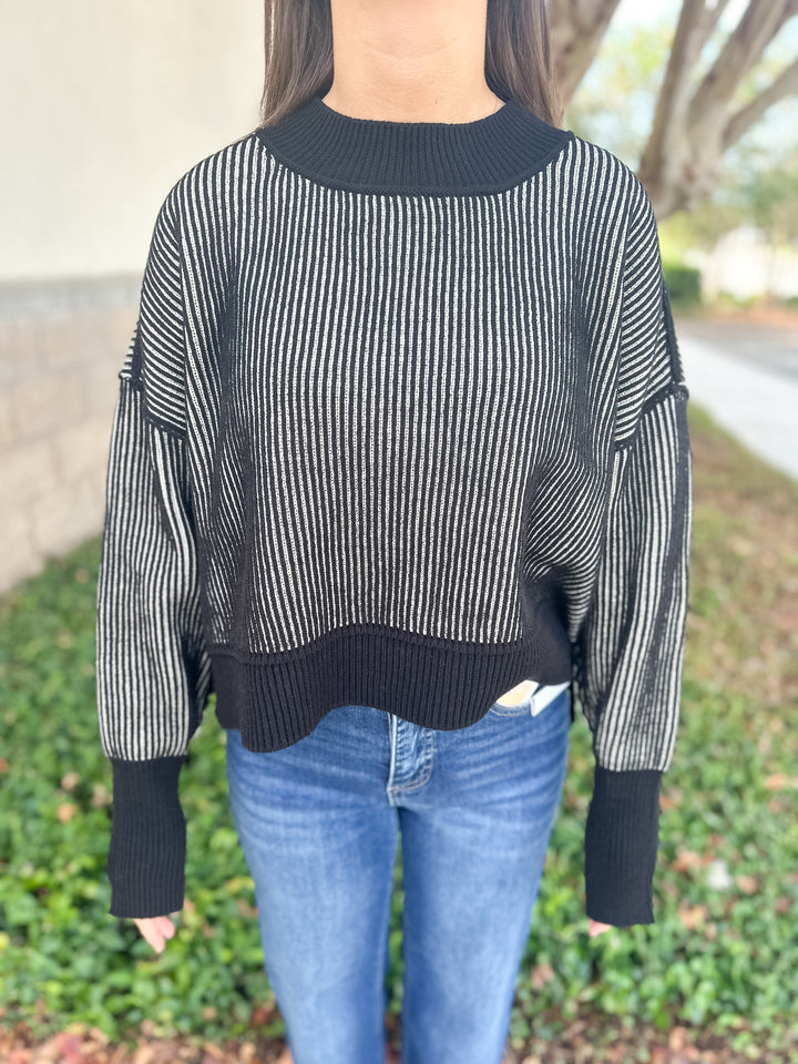 Courtney Ribbed Sweater - Black