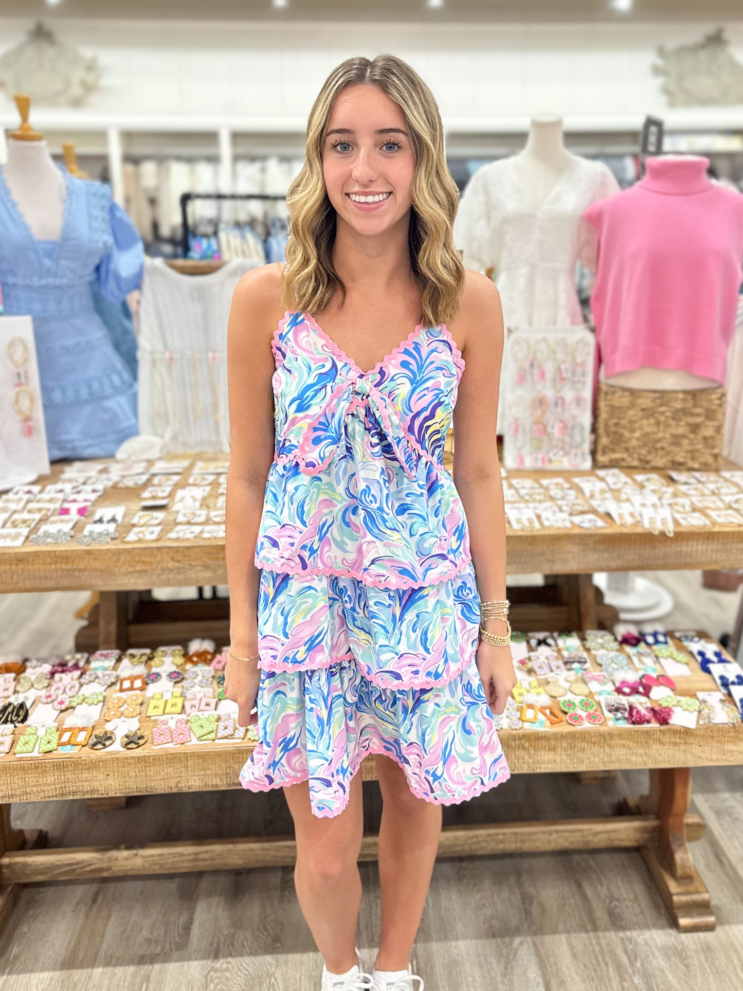 Krista Ruffle Dress - Yellow Pattern