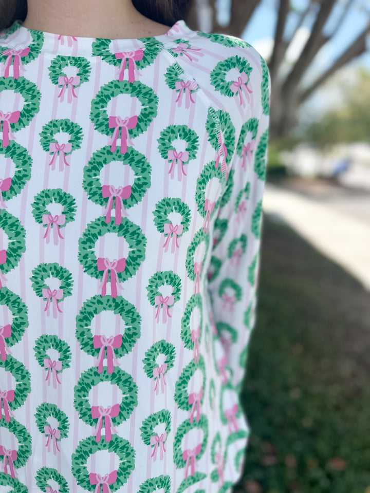 MS Annie PJ Pant Set - Rosy Wreaths