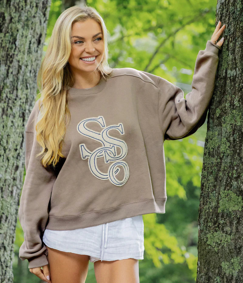 SSCO Women’s Preppy Front Print Sweatshirt - Hazelnut