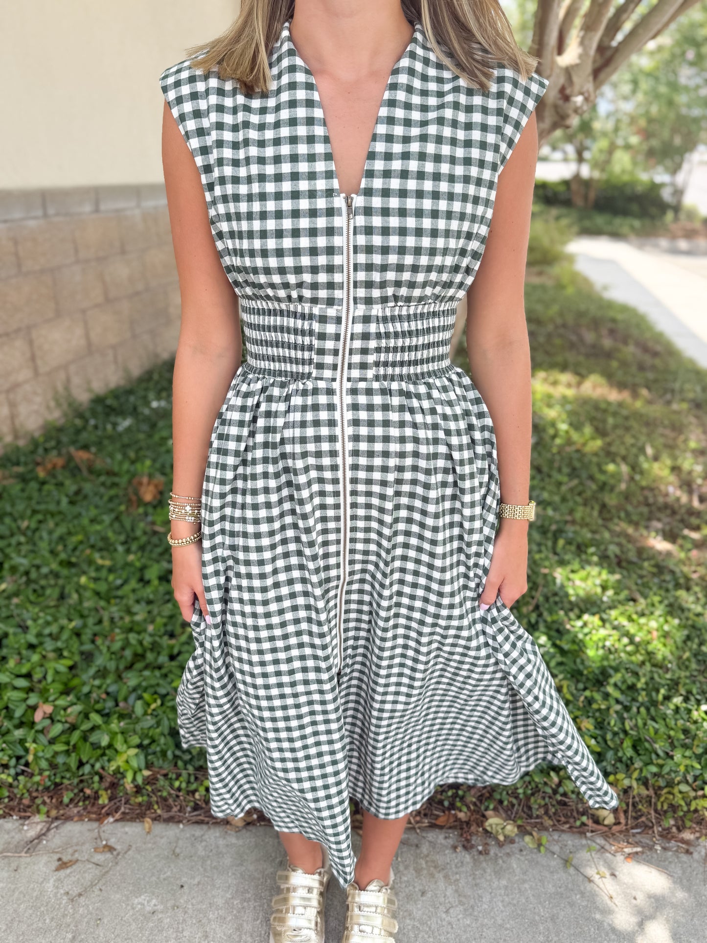 Candace Gingham Midi Dress