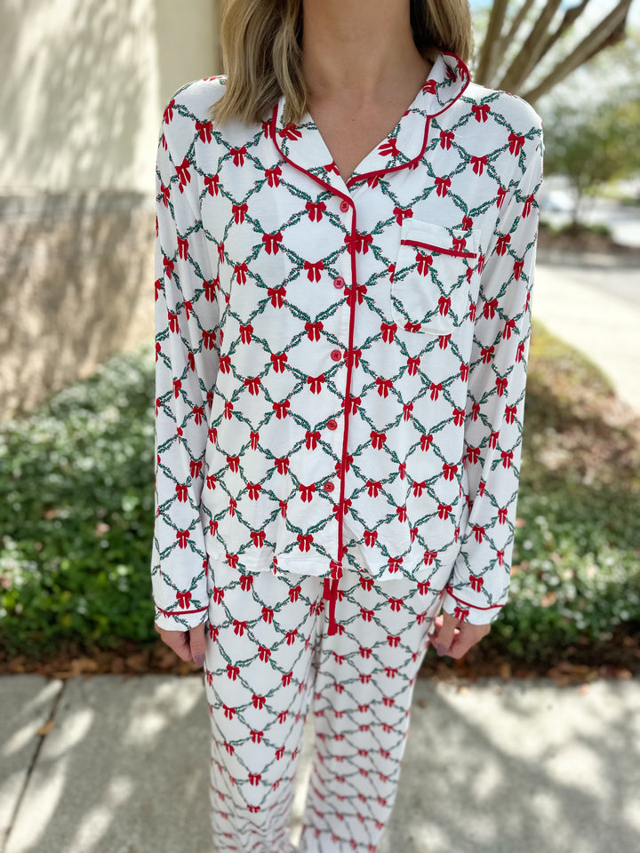 MS Charlotte PJ Pant Set - Lattice Garland