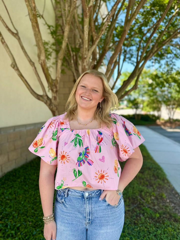 Toucan Fruit Square Neck Top