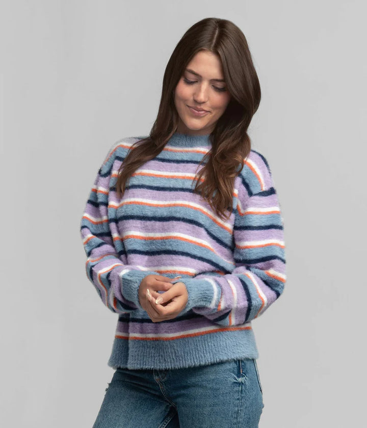 SSCO Women’s Crewneck Intarsia Sweater - Vivid Horizon