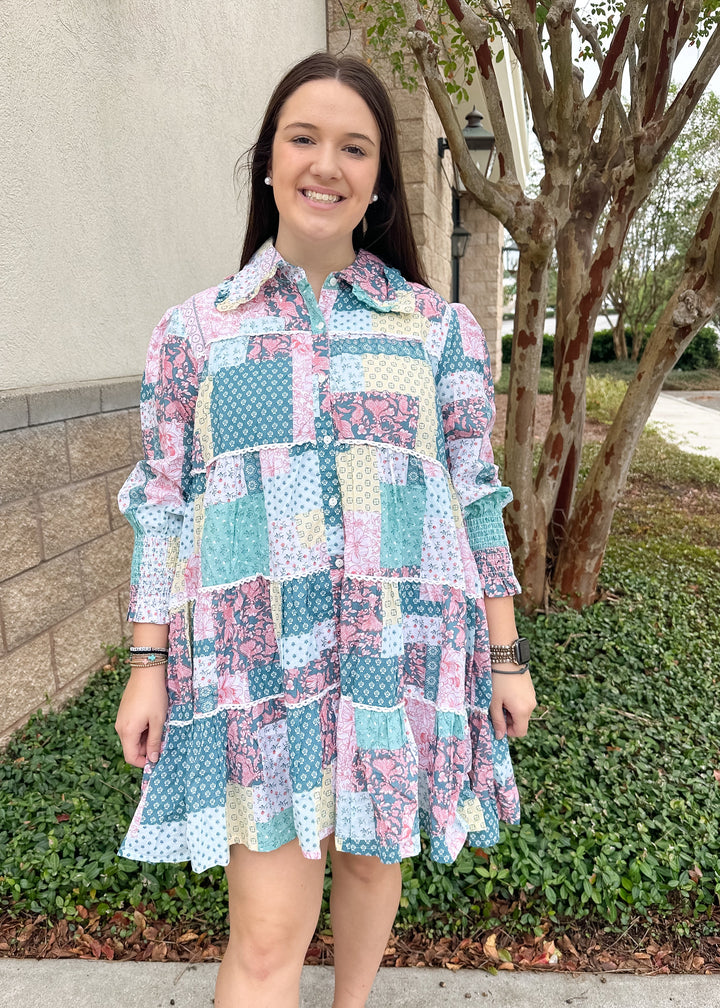 Allison Dress - Blue Quilt