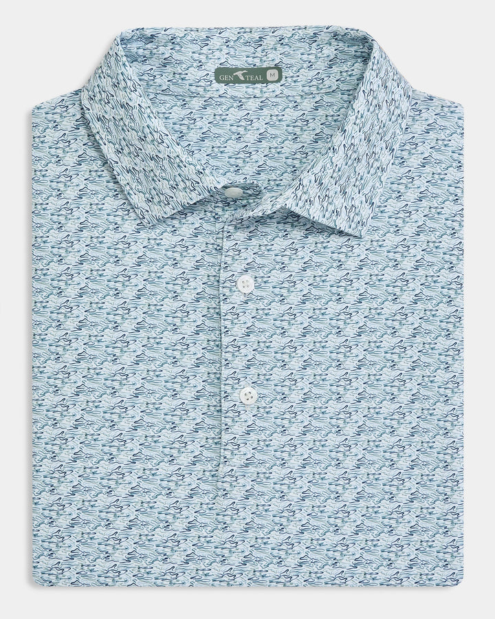Genteal F25 Ripple Effect Printed Performance Polo - Serene