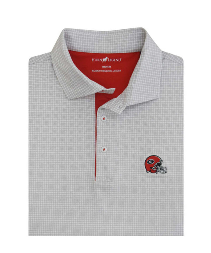 Horn Legend UGA Helmet Logo Medallions Polo - White