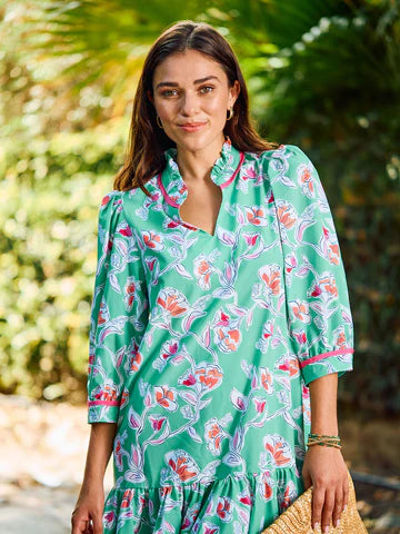 Naomi Dress - Pretty Petals Green
