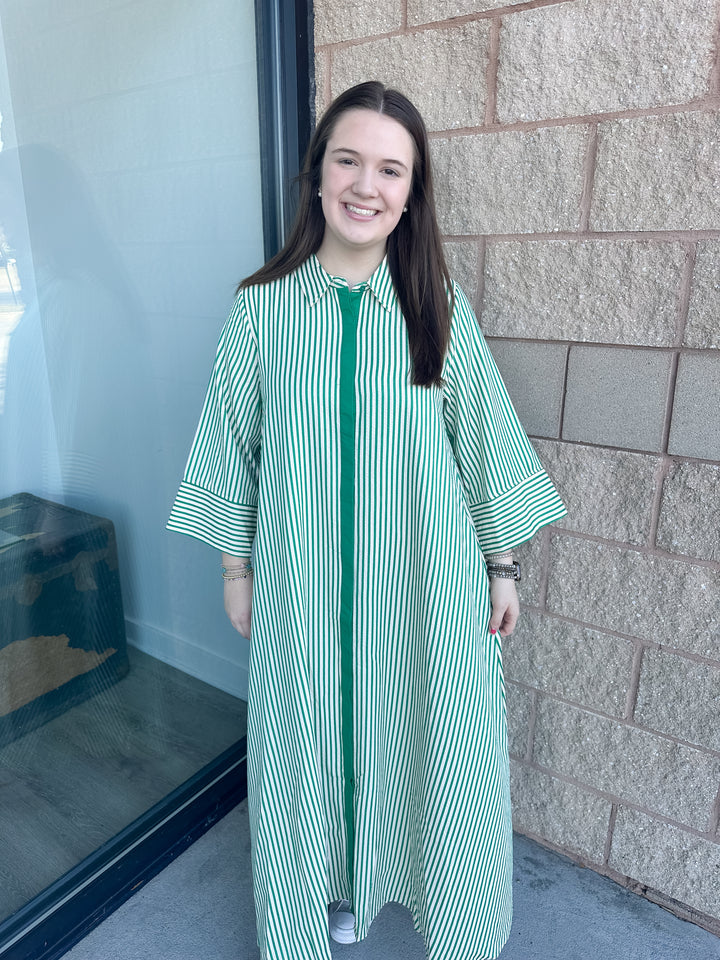 Savannah Stripes Maxi Dress - Green