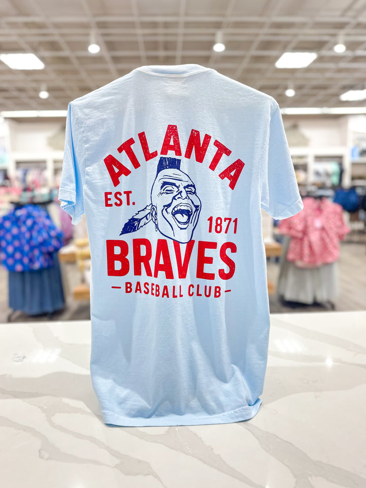 CB Braves Baseball Club S/S Pocket T-Shirt - Baby Blue