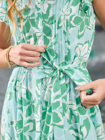 Jenn Dress - Tropical Bouquet Green