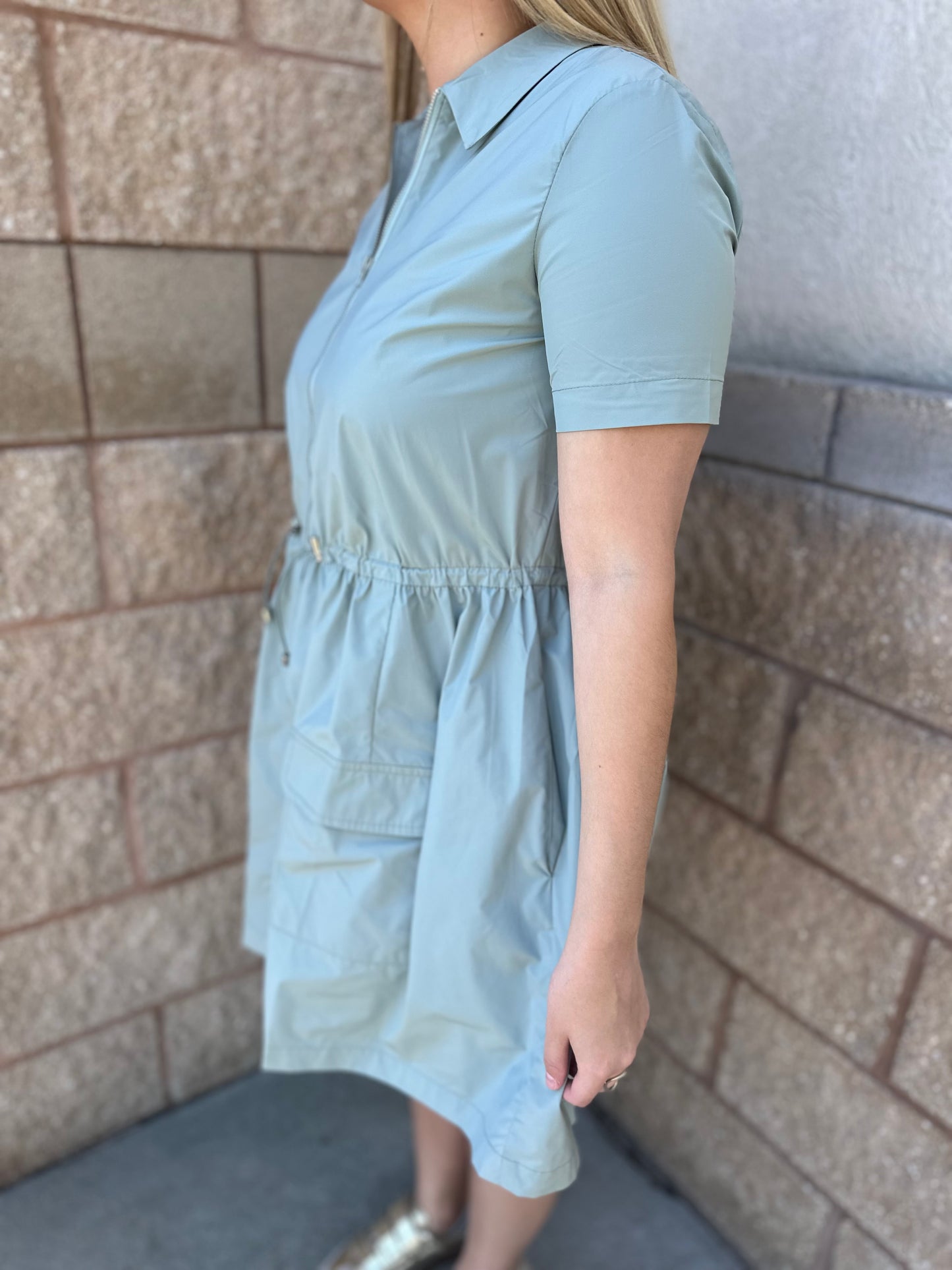 Debby Solid Pocket Cinch Waist Dress