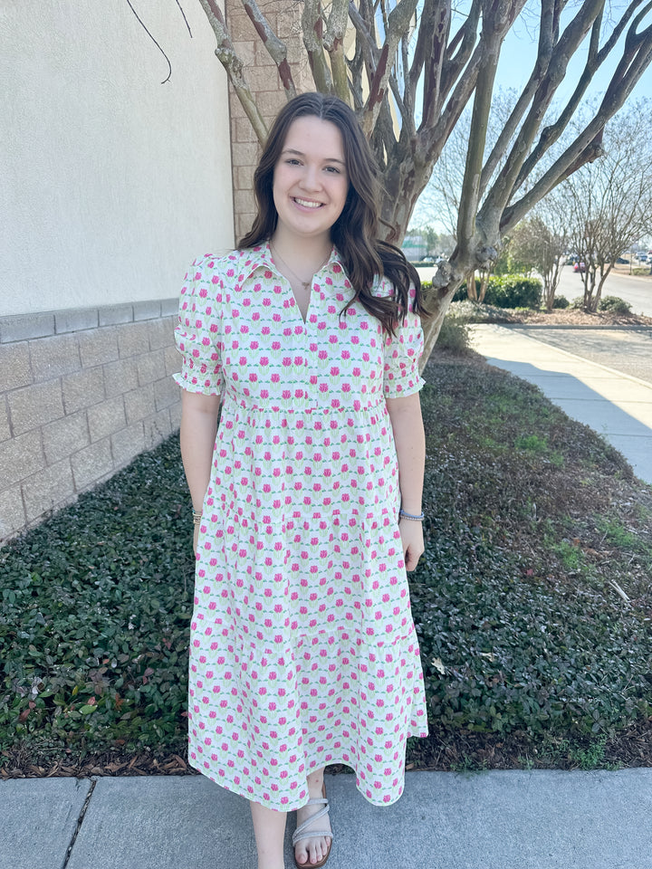 Molly Dress - Floral Fanfare Green