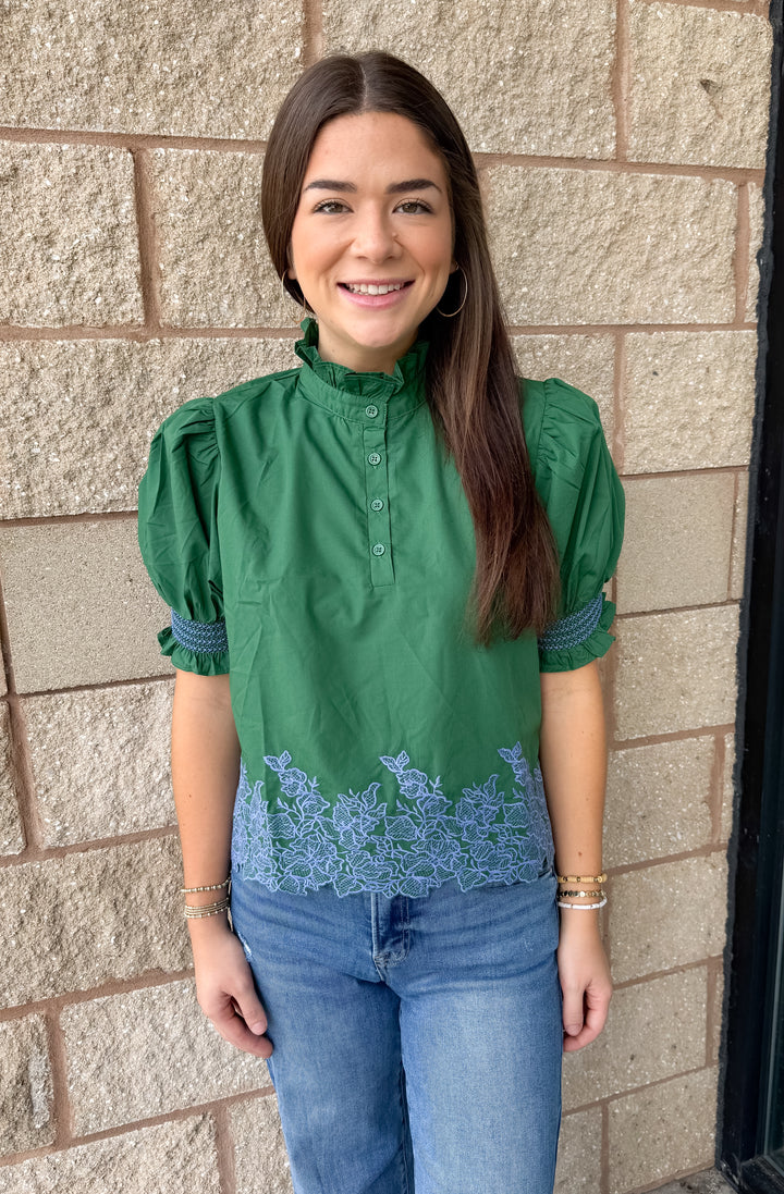 Graceful Gardens Embroidery Top