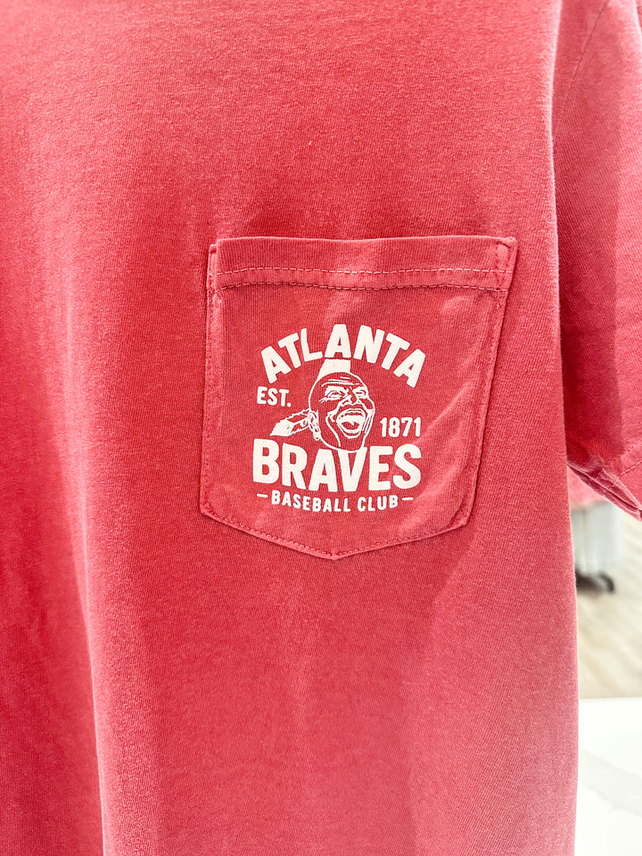 CB Braves Baseball Club S/S Pocket T-Shirt - Red