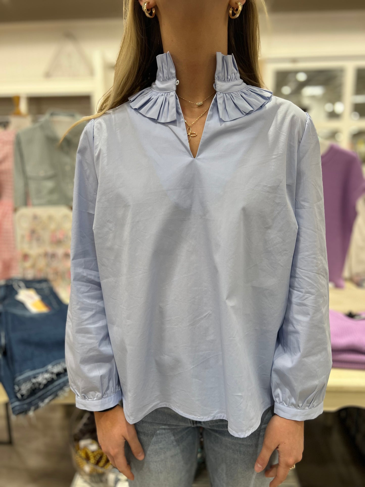 Macie Ruffle Neck Top