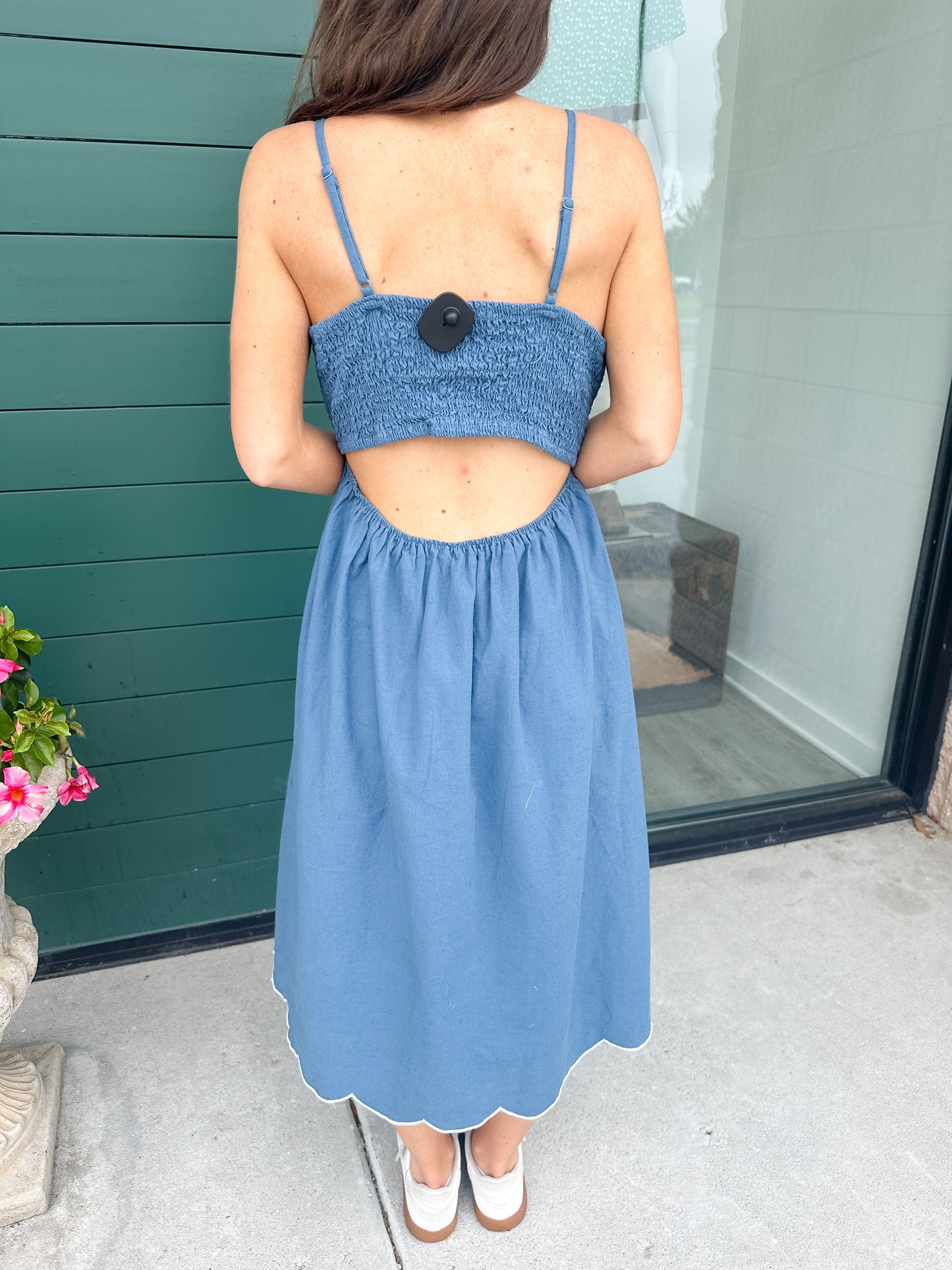 Fran Embroidered Dress - Navy