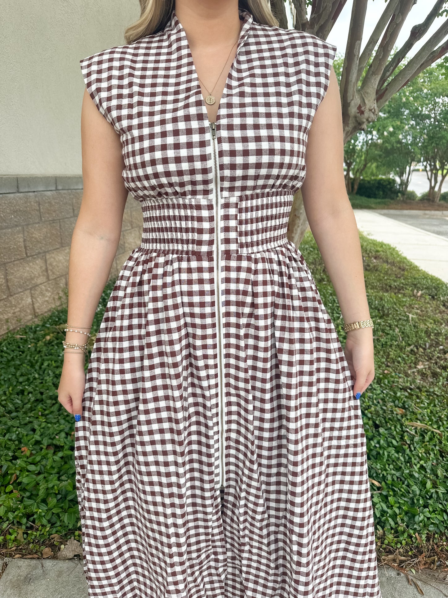 Candace Gingham Midi Dress