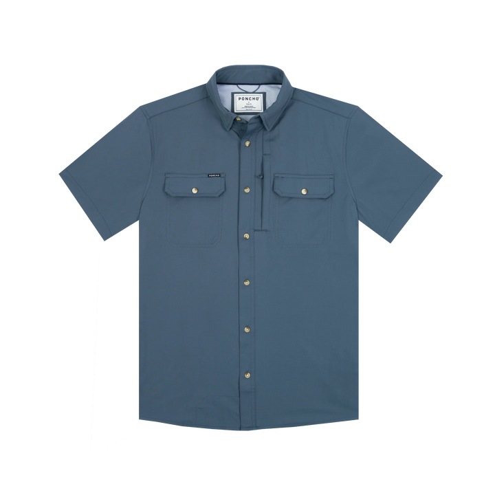 Poncho Men’s “The Ahi” S/S Slim Shirt - Slate Blue