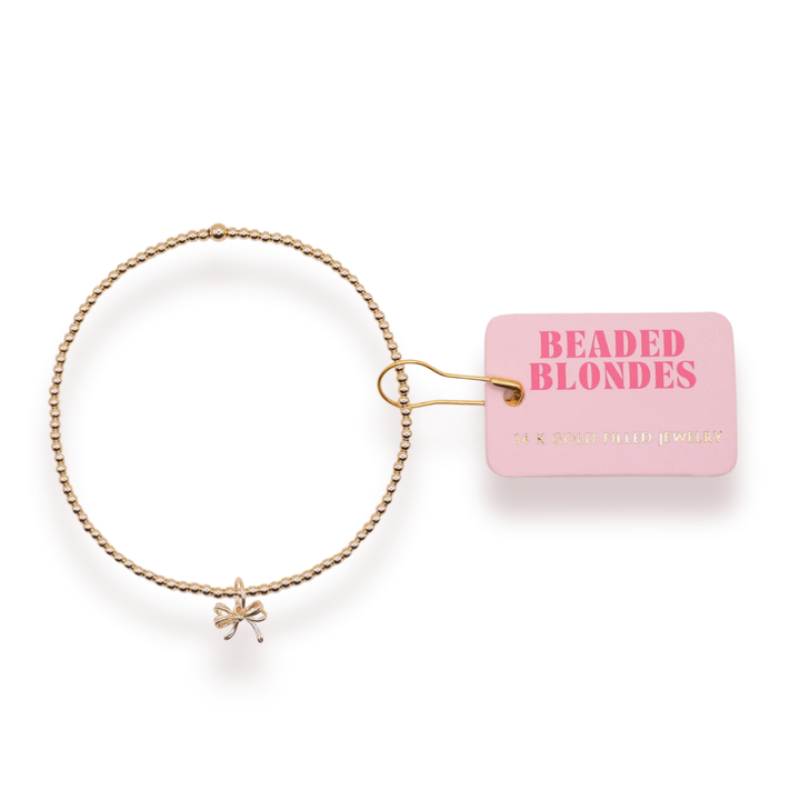 Beaded Blondes Bow Charm Bracelet