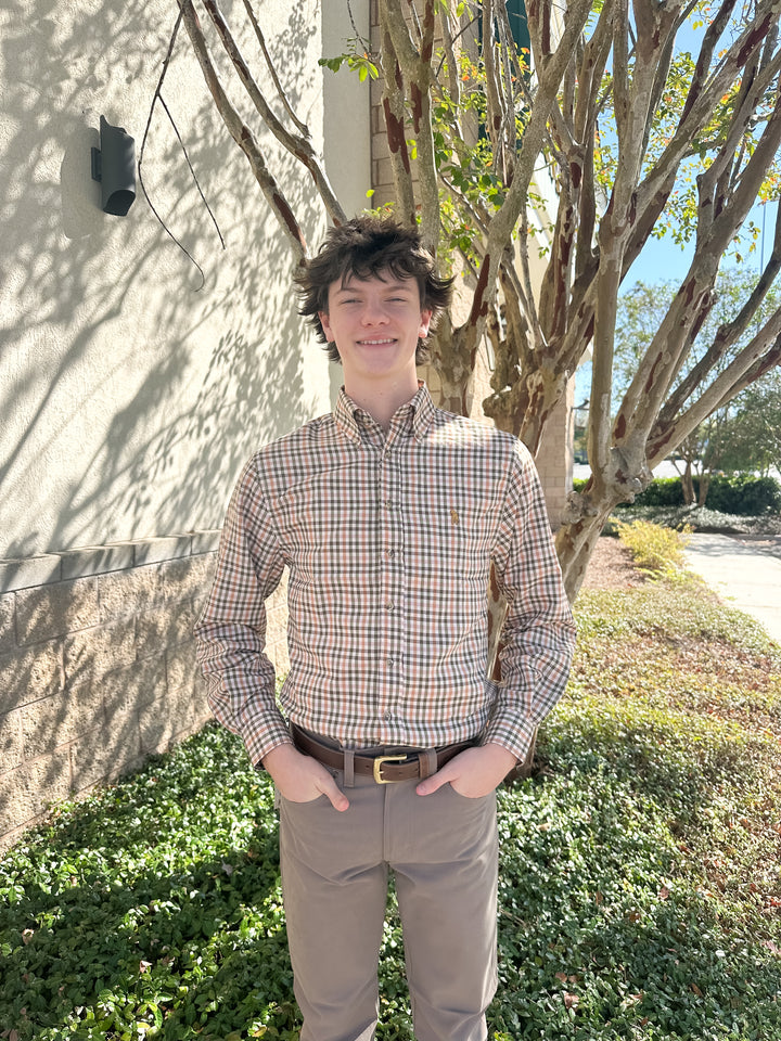 S. Casanova F25 Maxwell Check Button Down - Hickory Bend