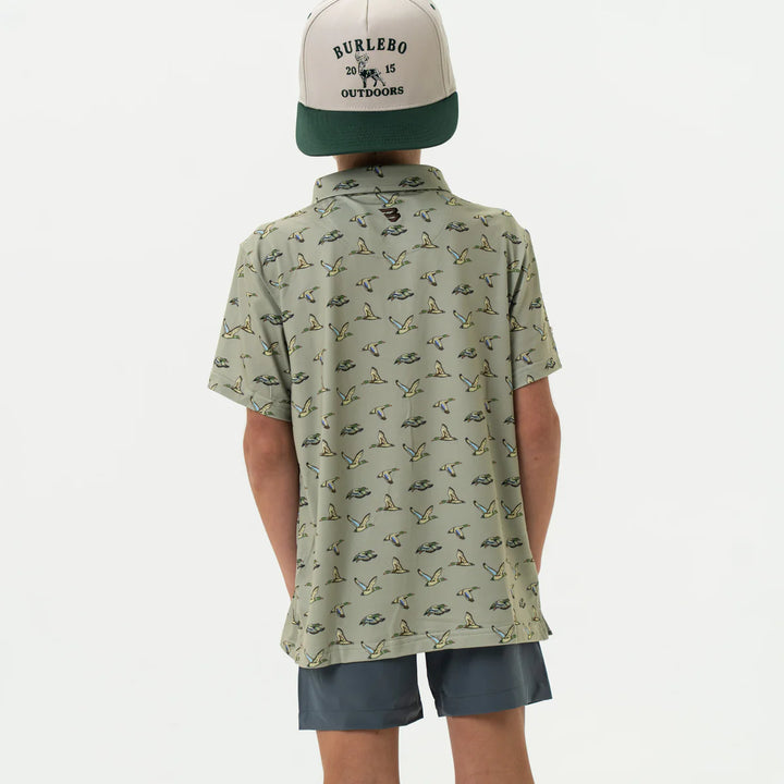 Burlebo Youth Performance Polo - Flying Duck Green