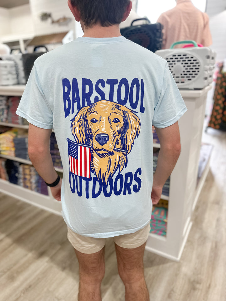 Barstool Outdoors Dog USA S/S Pocket T-Shirt - Chambray
