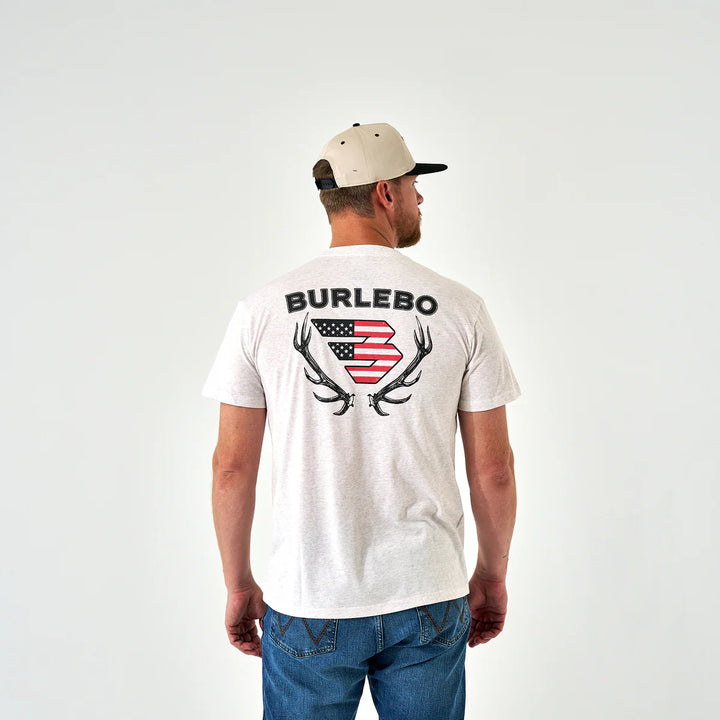 Burlebo Men’s Elk Horn Logo Pocket T-Shirt - Oatmeal
