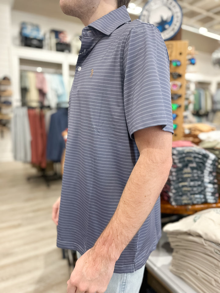 S. Casanova F25 Blue Stone Stripe Performance Polo