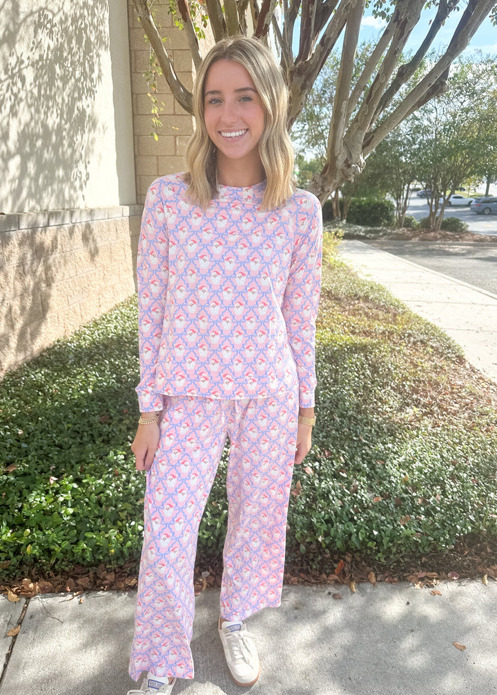 MS Annie PJ Pant Set - Santa Baby Bows