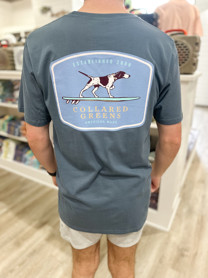 Collared Greens Pointer Surfer S/S T-Shirt - Steel Blue