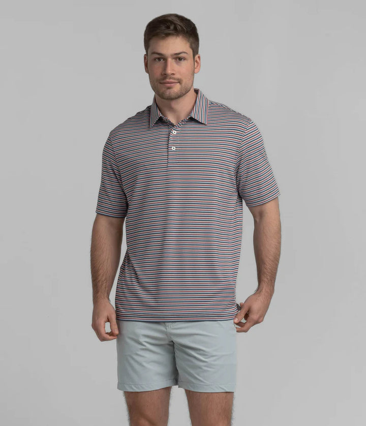 SSCO Men’s Tybee Stripe Performance Polo - Patriotic