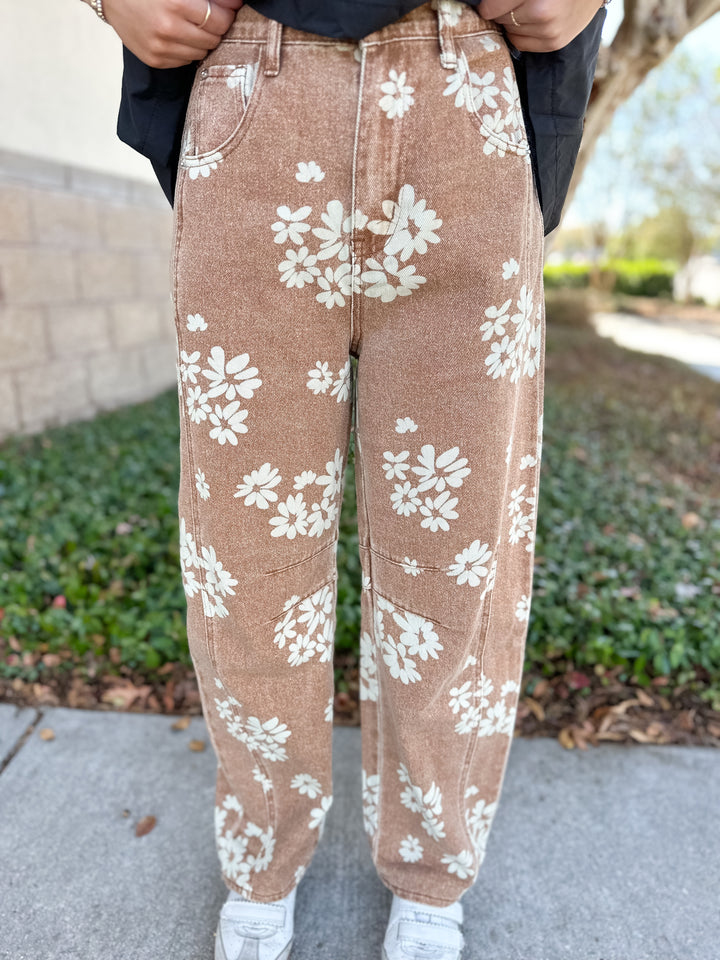 Elena Printed Jeans - Camel