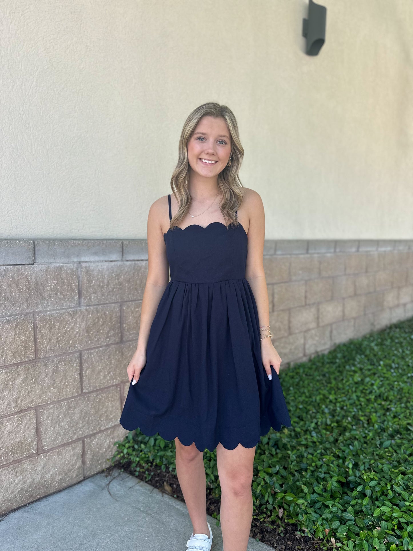 Scalloped Solid Mini Dress