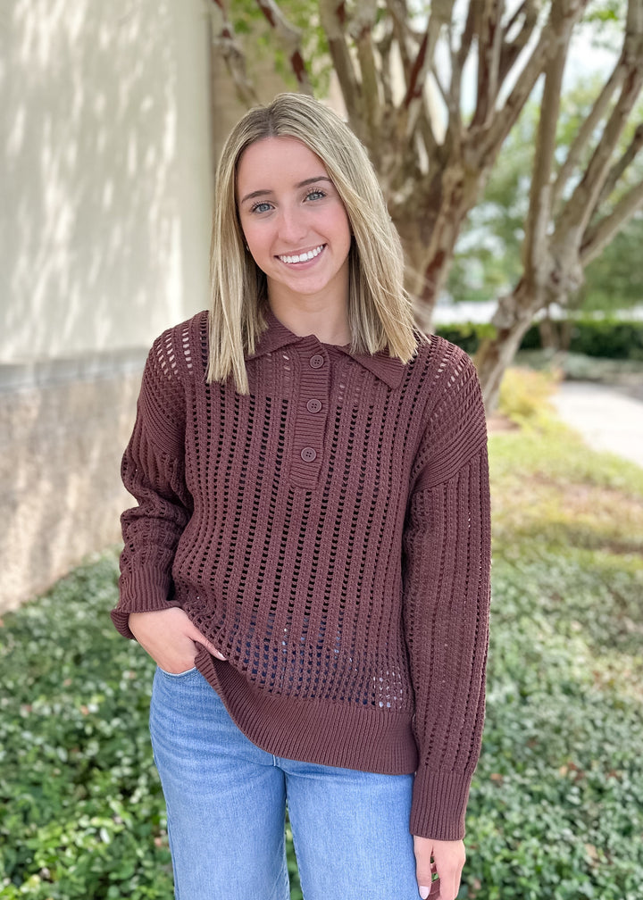 Looking Glass Polo Sweater - Sandalwood