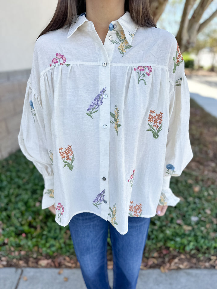 Peggy Long Sleeve Top - Cream