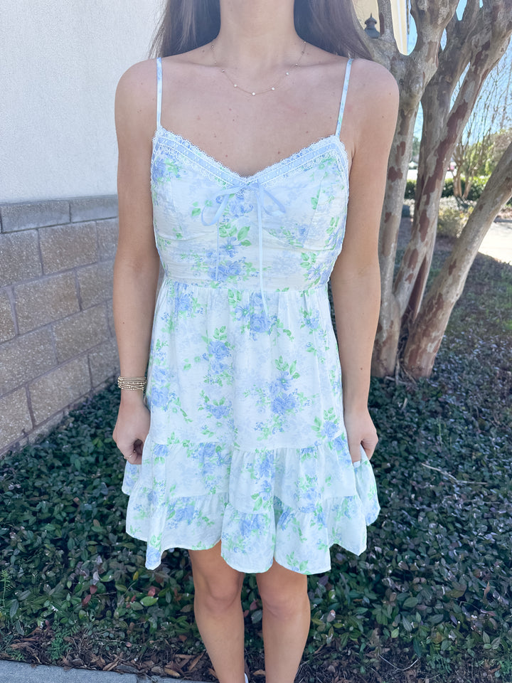 Floral Blues Mini Dress