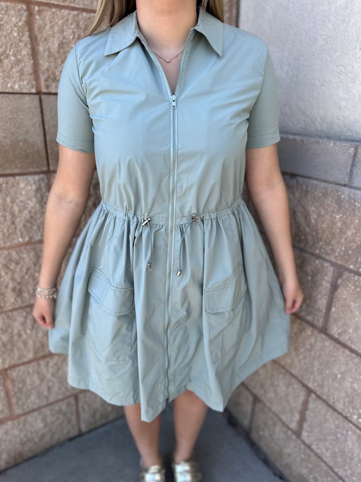 Debby Solid Pocket Cinch Waist Dress