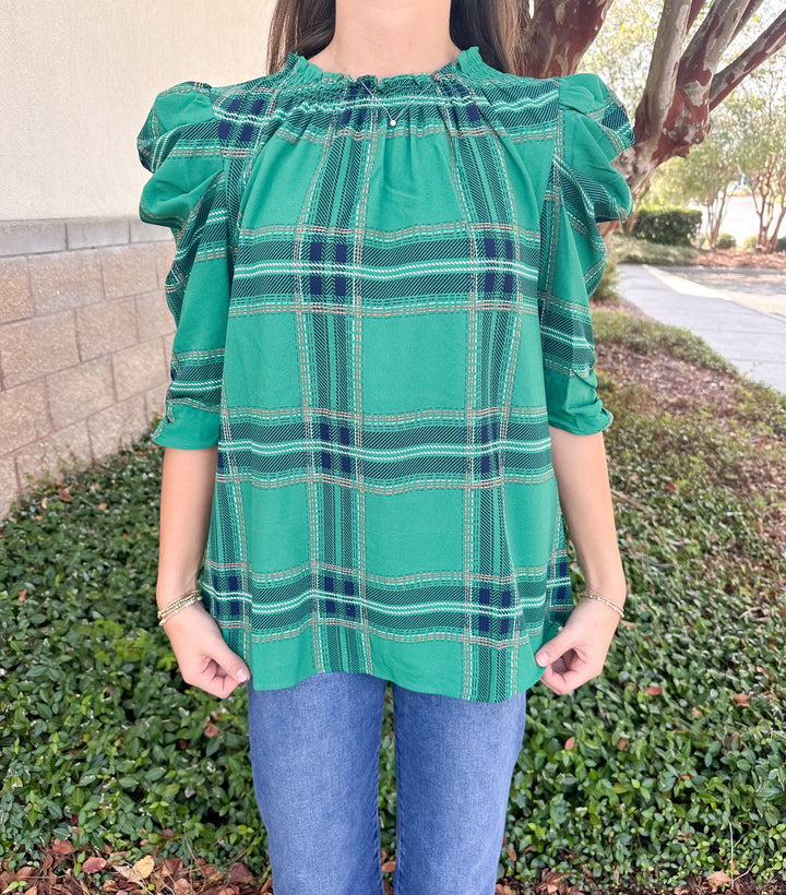 Jade Plaid Top