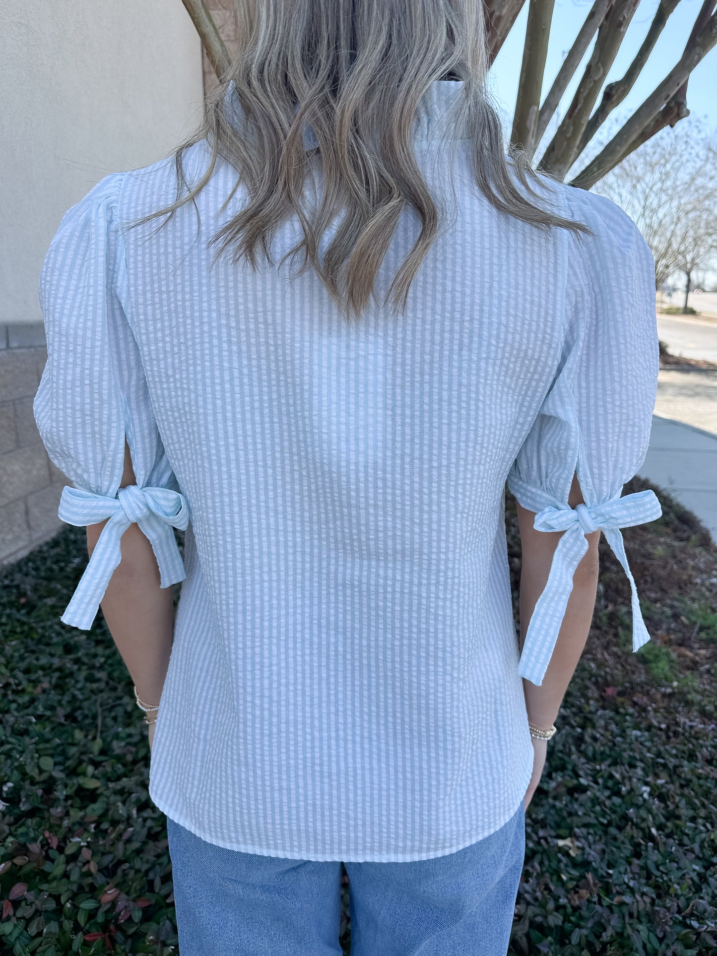 Brynn Top - Seafoam & White