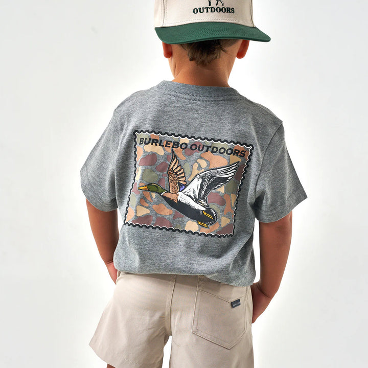 Burlebo Youth Mallard Duck Stamp S/S T-Shirt - Dark Heather Grey