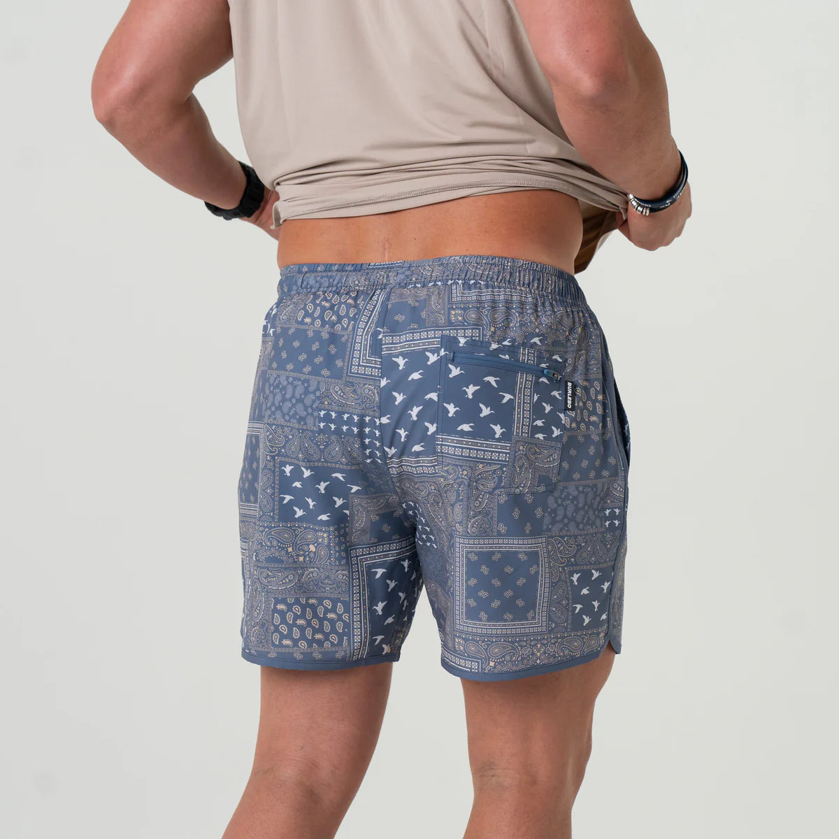 Burlebo Men’s Duck Paisley Blue Swim Trunks