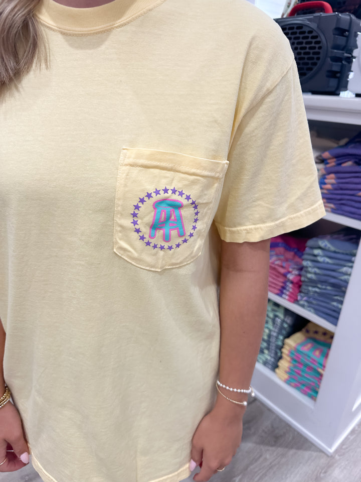 Barstool Stools & Star S/S Pocket T-Shirt - Butter Yellow