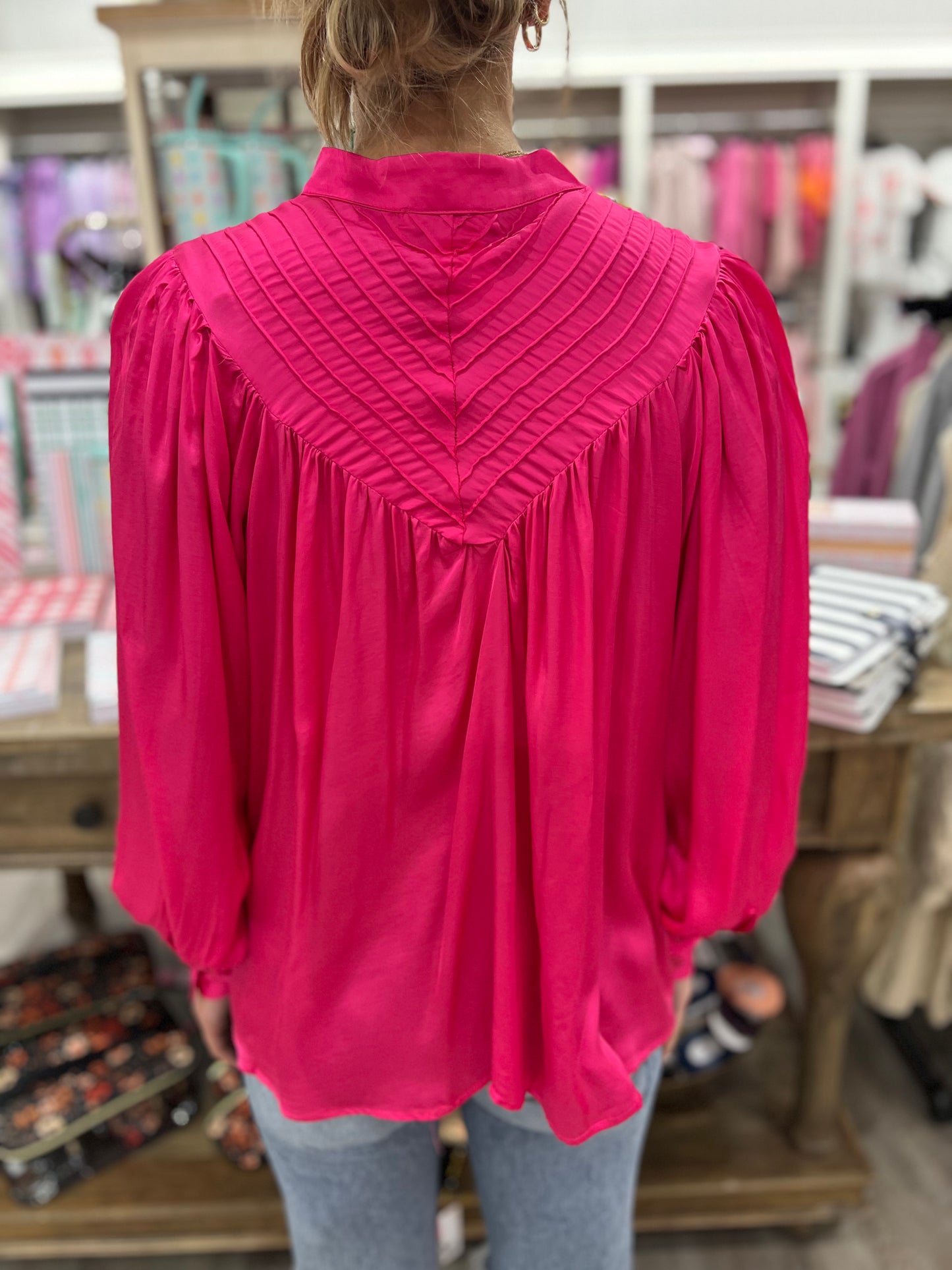 Sassy Satin Blouse - Pink