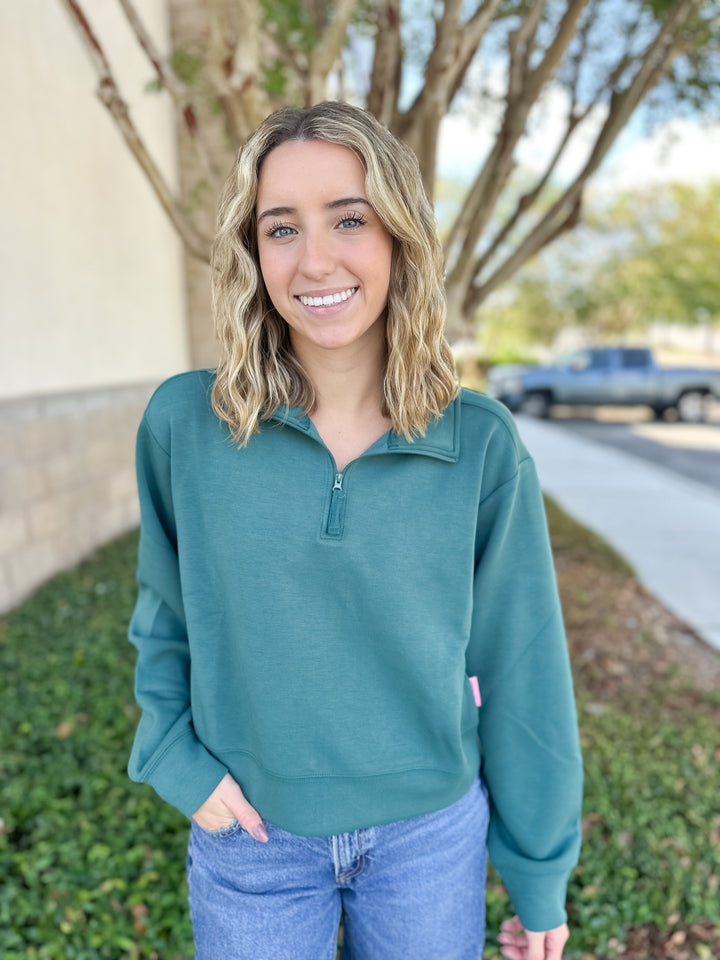 Simply Pullover Quarter Zip - Jade
